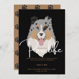 Invitación Pata de perro cachorro lindo vida fiesta