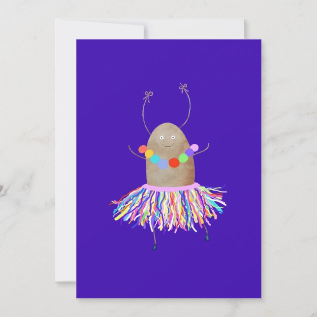 Invitación Patata bailando divertida (Anverso)