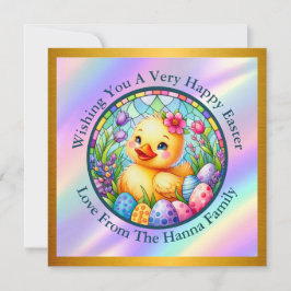 Invitación Patata de Pascua, flores y huevos de colores