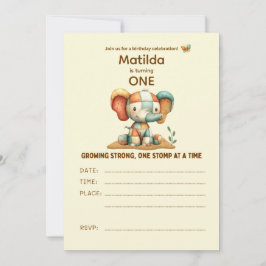 Invitación Patchwork Elephant “Growing Strong”  