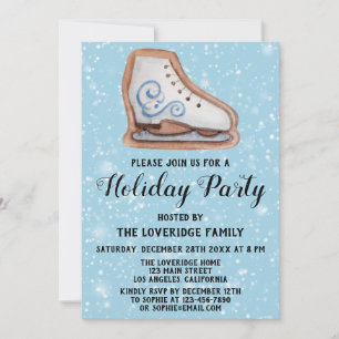 Invitación Patín de hielo de Navidad Galleta Fiesta de vacaci