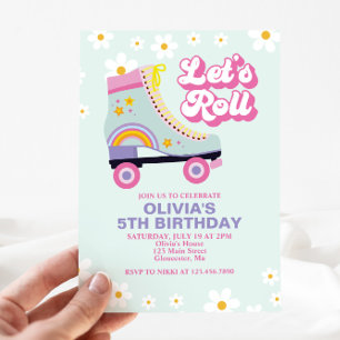 Invitación Patín retro cumpleaños Daisy