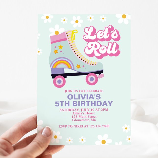 Invitación Patín retro cumpleaños Daisy (Subido por el creador)
