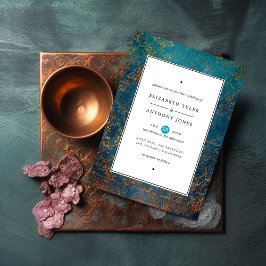 Invitación Patina de cobre grunge y Boda turquesa