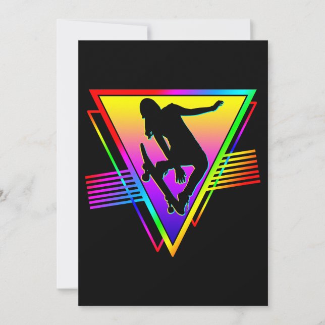 Invitación Patinador de Skateboarding Retro (Anverso)