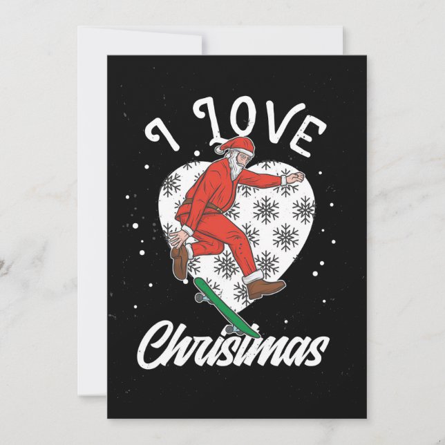 Invitación Patinador Patineta Amo la Navidad (Anverso)