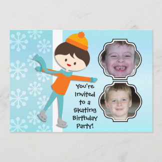Invitación patinadora del fiesta del cumpleaños