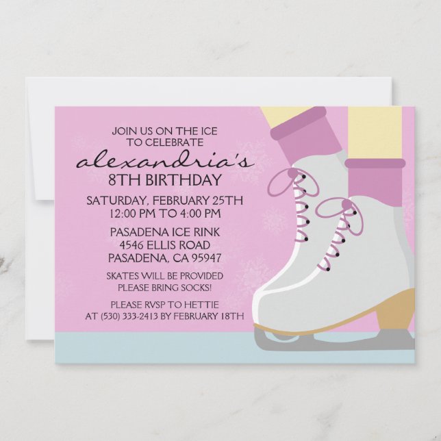 Invitación Patinaje Cutáneo Palo Lilac Laces Fiesta de Patina (Anverso)