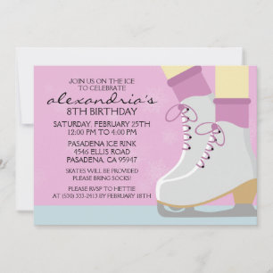 Invitación Patinaje Cutáneo Palo Lilac Laces Fiesta de Patina