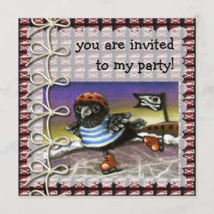 Invitación Patinaje de hielo del cuervo del pirata