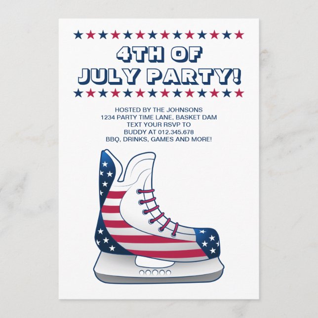 Invitación Patinaje de hockey del 4 de julio (Anverso)