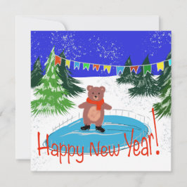 Invitación Patinaje de oso divertido