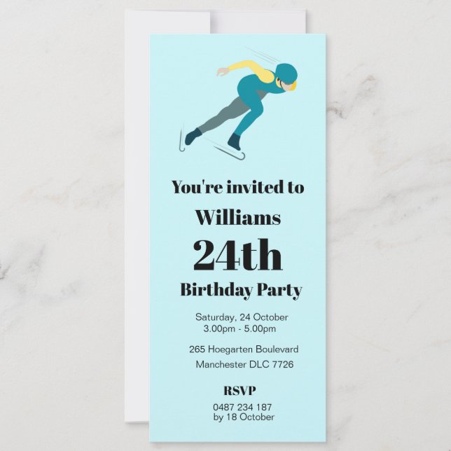 Invitación Patinaje de velocidad (Anverso)