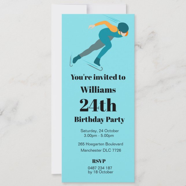 Invitación Patinaje de velocidad (Anverso)