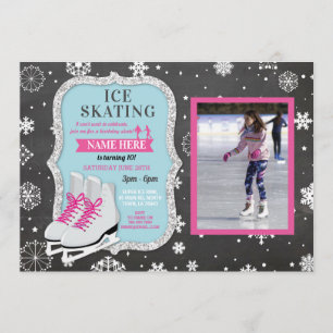 Invitación Patinaje sobre hielo Fiesta de cumpleaños Foto Sky