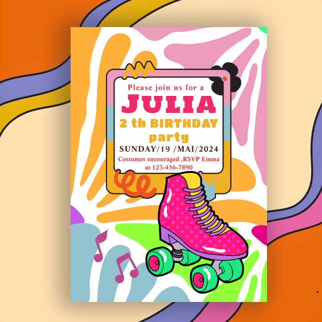 Invitación Patinaje sobre patinaje sobre patinaje rosa Cumple (Subido por el creador)