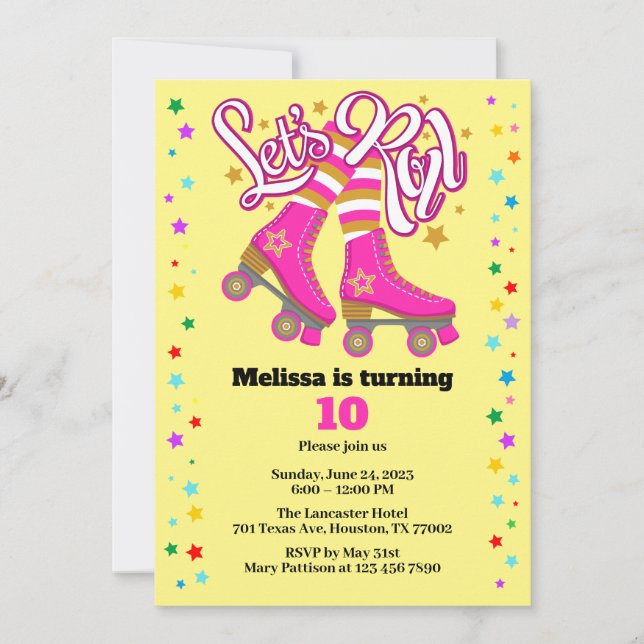 Invitación Patinaje sobre patines de cualquier edad (Anverso)