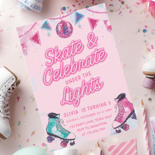 Invitación Patinaje y Celebración Bajo las Luces de Patinaje 