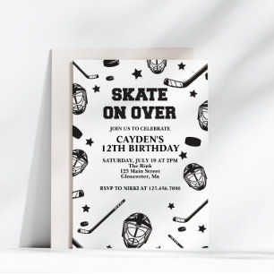 Invitación Patinar en Sobre cumpleaños negro y blanco de Hock