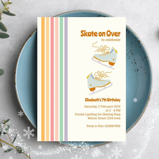 Invitación Patinar sobre el natalicio del retro de patinaje s (Subido por el creador)