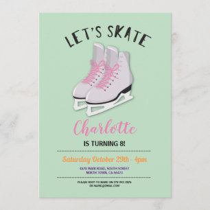 Invitación Patinemos fiesta de cumpleaños Hielo-Patinadora de