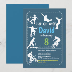 Invitación Patines, bicicletas y patinetas