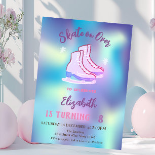 Invitación Patines de hielo Copos de nieve Holográfico Cumple