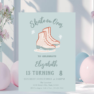 Invitación Patines de hielo Copos de nieve Verde menta Cumple