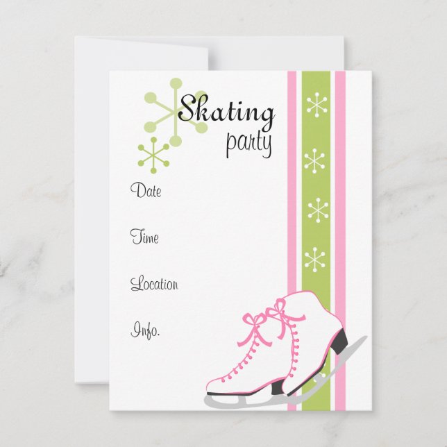 Invitación Patines De Hielo De Snowflake (Anverso)