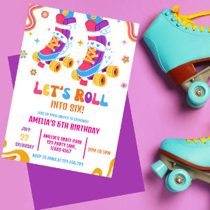 Invitación Patines de Rodillos Cumpleaños de Niña Vamos a Rod