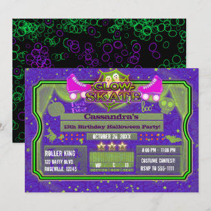 Invitación Patines de Rodillos de Halloween de Cumpleaños Fie