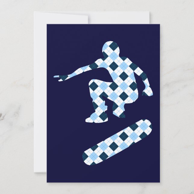 Invitación patineta argyle (Anverso)