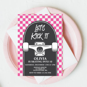 Invitación Patineta Vamos a patear la cerveza PINK