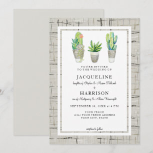 Invitación Patio de Cactus al estilo de una hacienda en Boda 