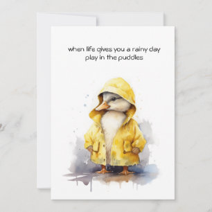 Invitación Patito Amarillo Impermeable Alegre Positividad
