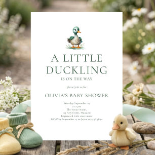 Invitación Patito en camino Baño de bebé neutro en cuanto al