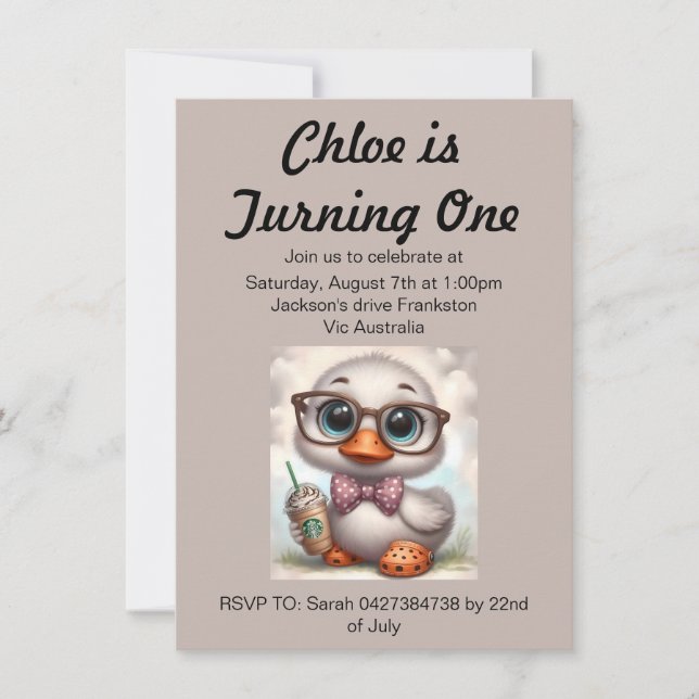 Invitación Patito frappe en crocs (Anverso)