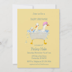 Invitación Patitos caprichosos de acuarela en el baño de bebé