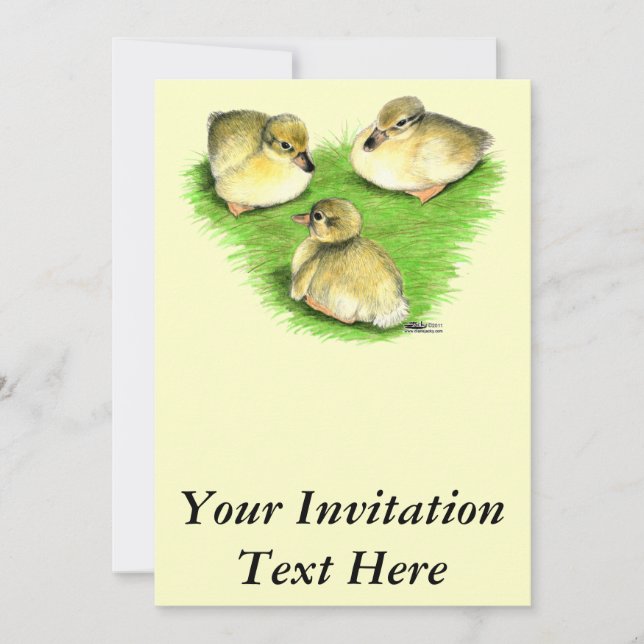 Invitación Patitos de Ánade Real nevados (Anverso)