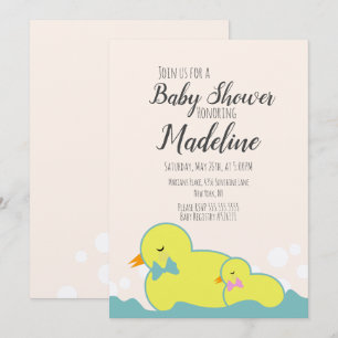 Invitación Patitos de goma modernos beige baby shower rústico