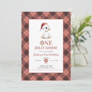 Invitación Pato alegre moderno de Navidad cumpleaños primero