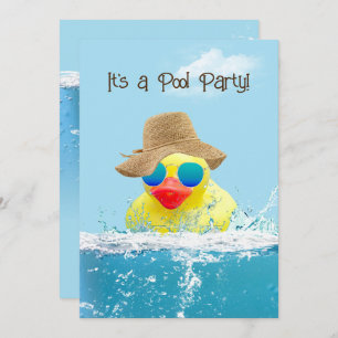 Invitación Pato amarillo con gafas de sol para Fiesta de pisc