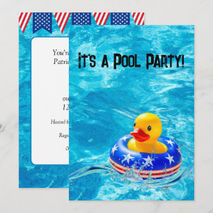 Invitación Pato Amarillo para Fiesta Patriótica en la Piscina