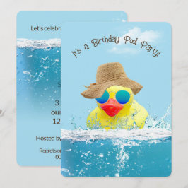 Invitación Pato amarillo para un Fiesta de la piscina de cump