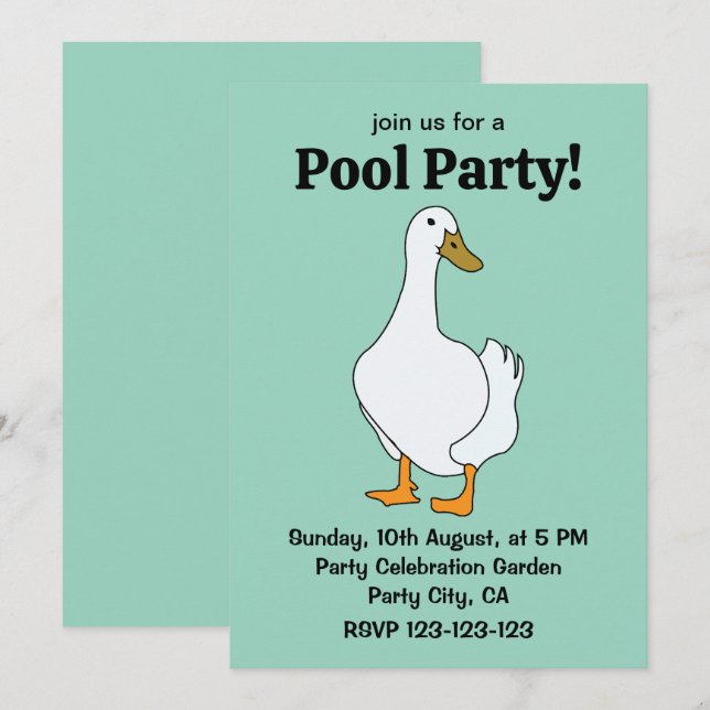 Invitación Pato Ave Blanco Pato  (Anverso / Reverso)