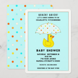 Invitación Pato Baby Shower Con Paraguas