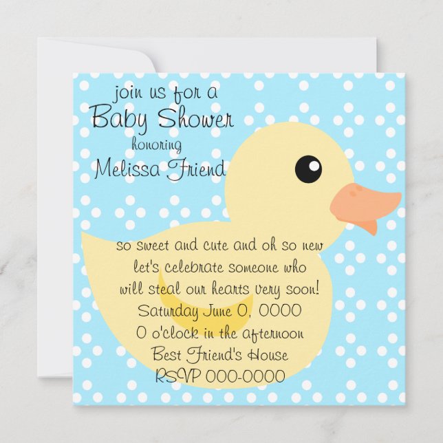 Invitación Pato bebido en amarillo (Anverso)