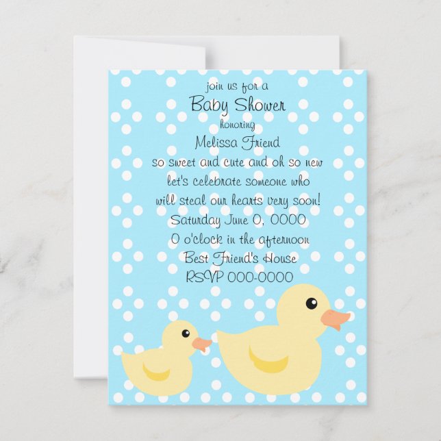 Invitación Pato bebido en azul (Anverso)