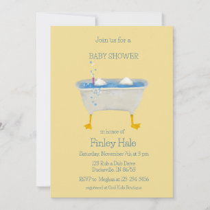 Invitación Pato de acuarela haciendo snorkel en la ducha de b