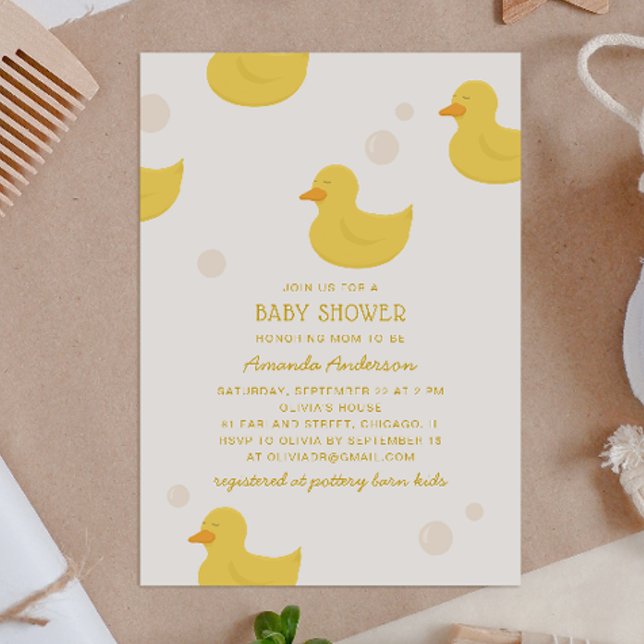 Invitación Pato de baño amarillo. Ducha de bebé de un animal  (Subido por el creador)